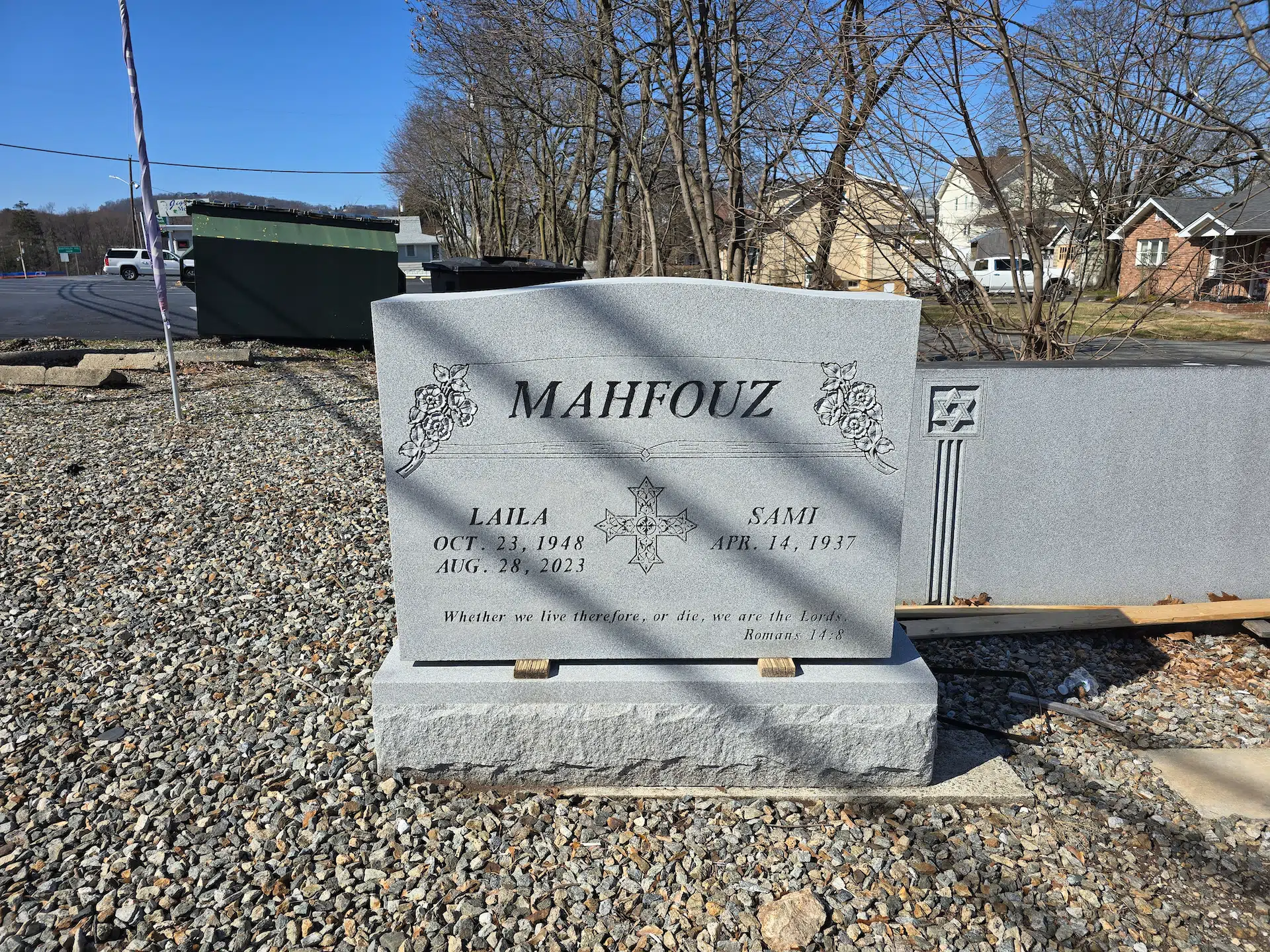 Granite Companion / Double Flat Headstone hand-carved by Couple Marker Guide in NJ — image 1