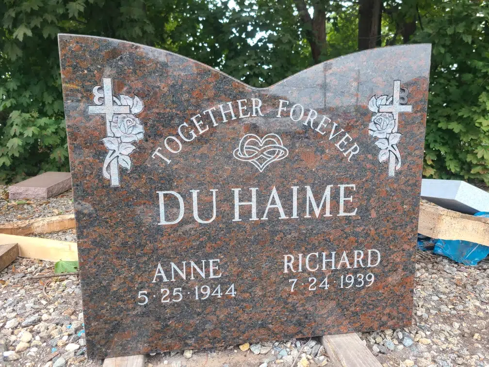 Granite Companion / Double Flat Headstone hand-carved by Couple Marker Guide in NJ — image 2